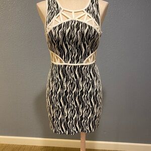 Ark & Co Black and White Halter Bodycon Mini Dress